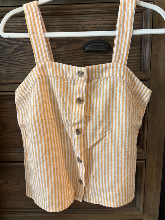J. Crew Factory Tops - J. Crew Factory Yellow and White Striped Button-Front Tank Top
